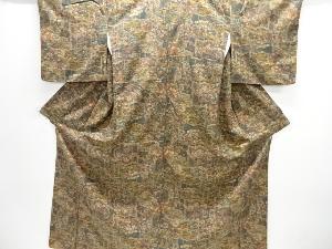 屏風に花鳥模様手織り紬着物